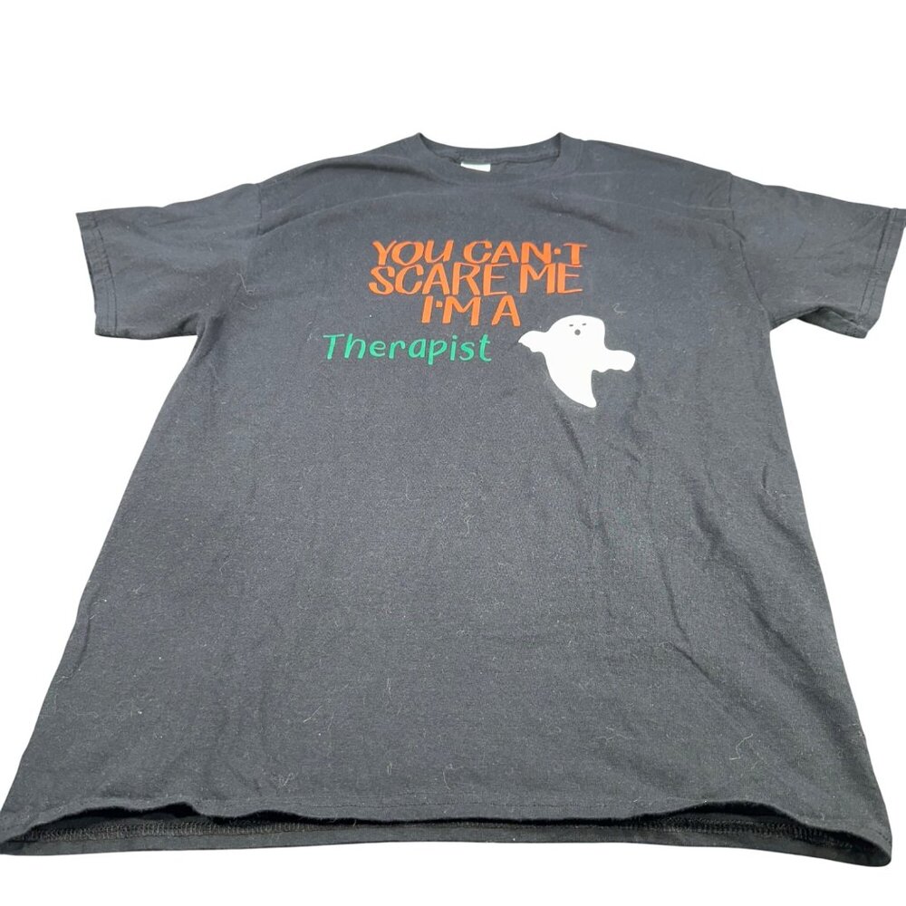 Gildan Womens Size Medium Tee Shirt Graphic You Cant Scare Me I'm A Therapist